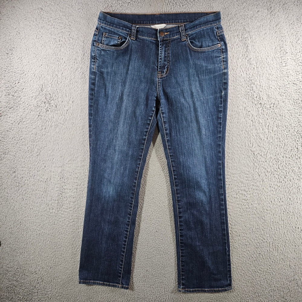 Garnet Hill Womens 10P Dark Wash Straight Leg Jeans Blue Denim Petite